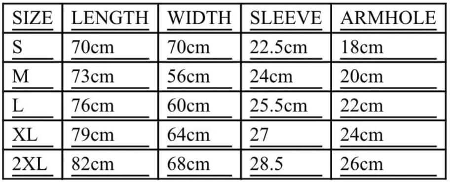 Size chart for Perfect One Jacket: measurements for S, M, L, XL, and 2XL in length, width, sleeve, and armhole.